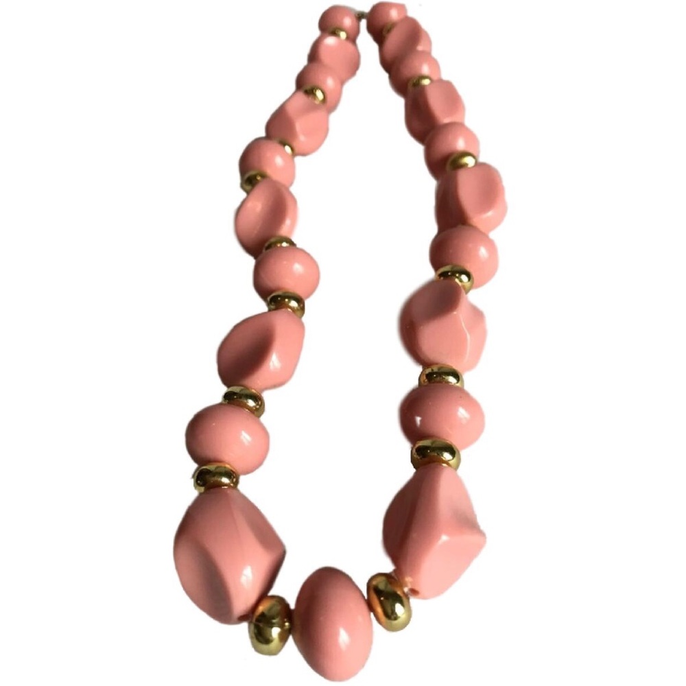 Vintage Pink and Golden Beaded Necklace